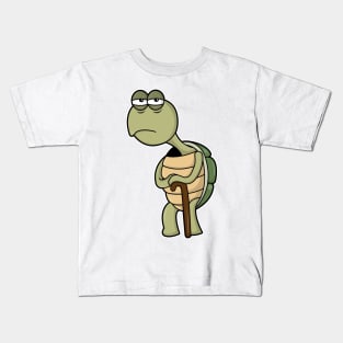 Turtle with Shell & Walking stick Kids T-Shirt